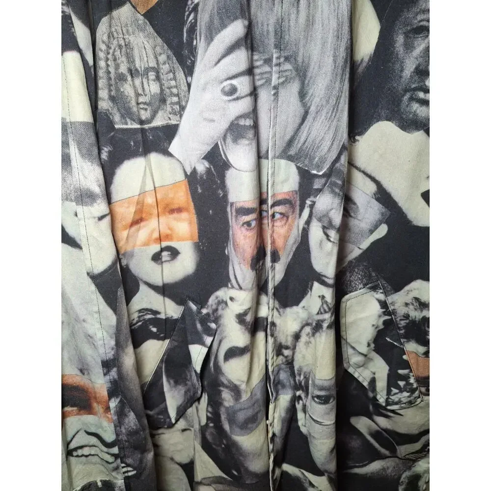 F*cking Awesome Faces Collage Trench Coat XL Streetwear Graphic Print